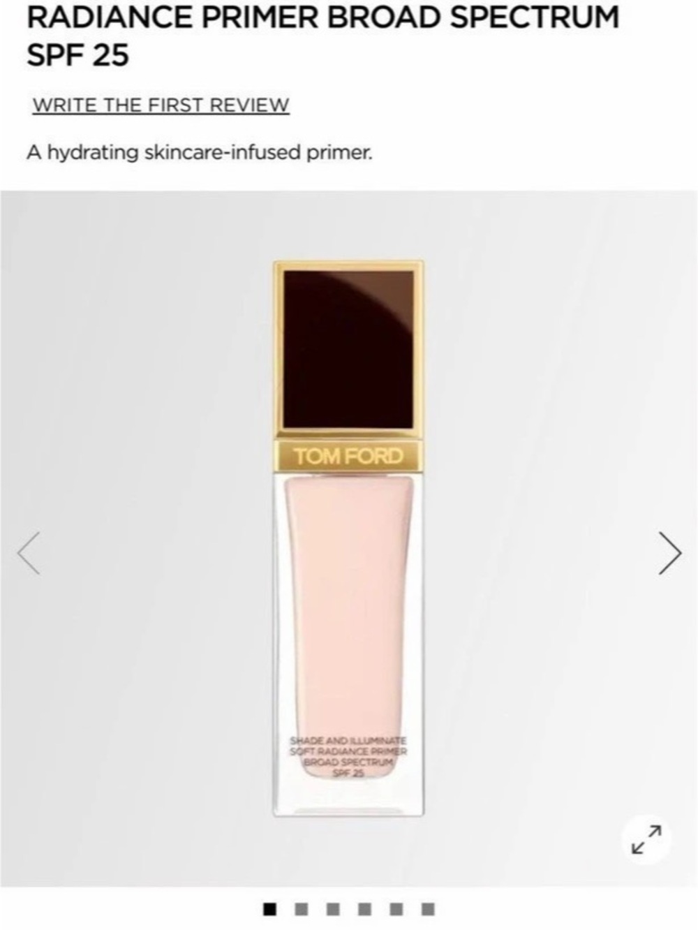 Tom Ford Shade and Illuminate Soft Radiance Primer Broad Spectrum SPF 25 SPF 25